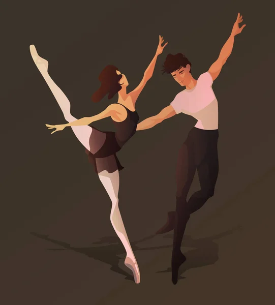Klasik Bale Dansçıları Vektör Karikatür Çizim Karakter Tasarımı — Stok Vektör