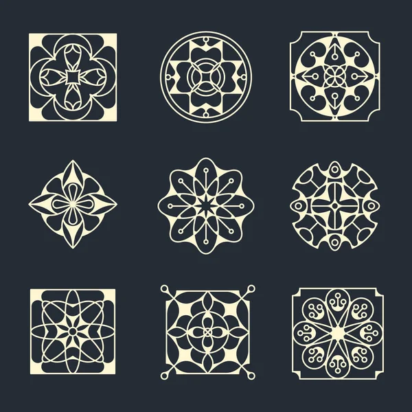 Vector Set Patterns Logo Ethno Ornament Geometric Ornament — Stock Vector