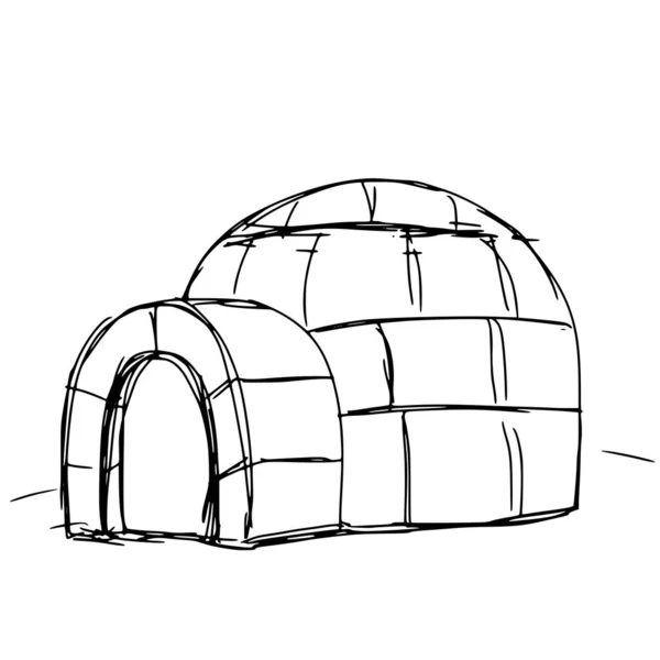 Esboço Igloo Casa Esquimó Ilustração Branco —  Vetores de Stock