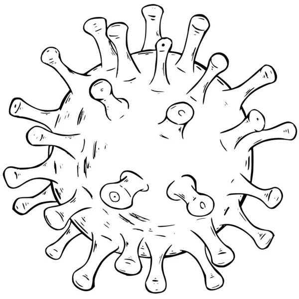 Mano Disegnato Corona Virus Illustrazione Doodle Stile Vettore Isolato — Vettoriale Stock