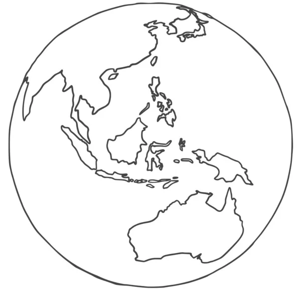 Ícone Globo Austrália Ásia Mundo Vector Planeta Terra Globo Desenhado —  Vetores de Stock