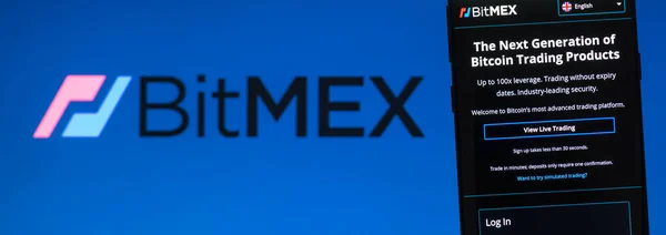 Киев Украина Апреля 2020 Года Сайт Bitmex Отображается Экране Смартфона — стоковое фото