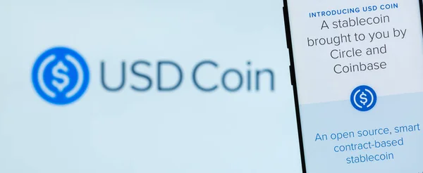 Kiev Ukraine April 2020 Situs Web Usdcoin Yang Ditampilkan Pada Stok Foto