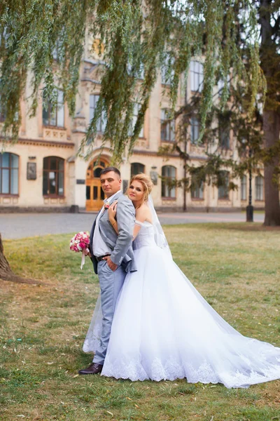 Boda recién casados caminar — Foto de Stock