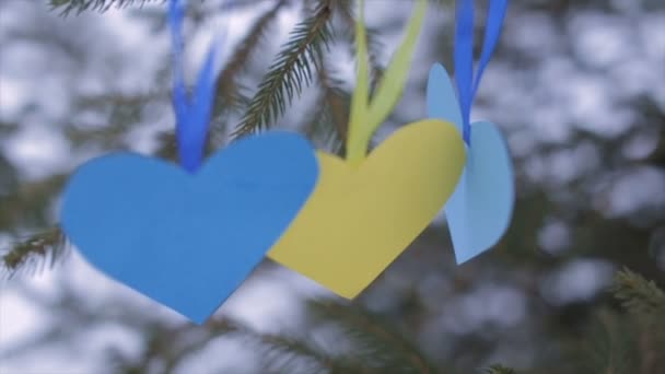 Paper Valentines swaying in the wind — Stock Video