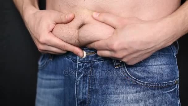 Depósitos de gordura no corpo masculino, full hd vídeo — Vídeo de Stock