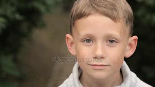Vackra pojke, porträtt — Stockvideo