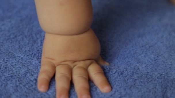 Дитяча рука на завісі — стокове відео