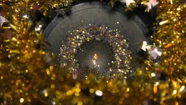 Hoparlör - müzik döngü arka plan üzerinde altın Glitter — Stok video