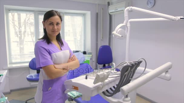 Dziewczyna Dentysta Biurze — Wideo stockowe