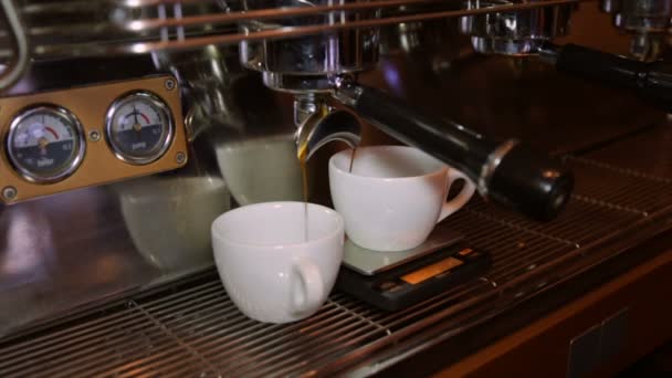 Koffiezetapparaat maken van cappuccino espressokoffie — Stockvideo
