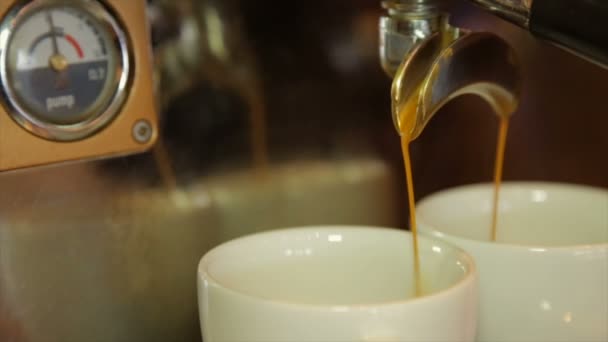 Cafetera haciendo café expreso capuchino — Vídeos de Stock