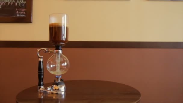 Metodi Alternativi Preparazione Del Caffè Caffè Preparato Una Fiaschetta Vetro — Video Stock