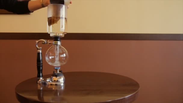 Альтернативні Методи Приготування Кави Заварена Кава Скляній Колбі — стокове відео