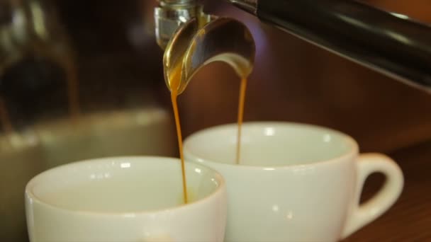 Cafetera Haciendo Café Expreso Capuchino — Vídeo de stock