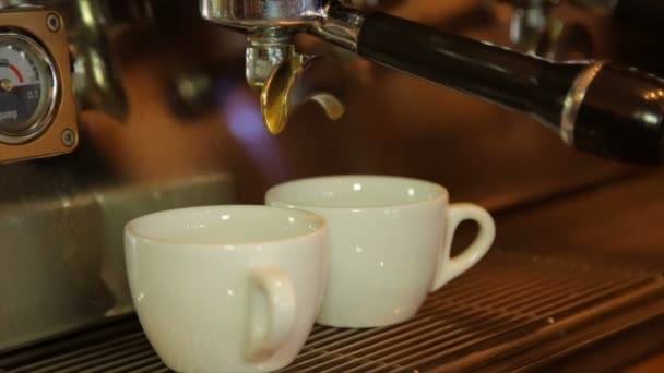 Cafetera Haciendo Café Expreso Capuchino — Vídeo de stock