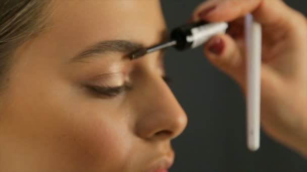 Maquilleur Professionnel Corrige Les Sourcils Pour Modèle — Video