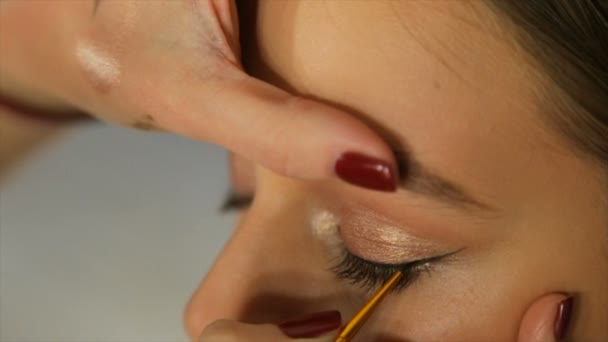 Κοντινό Πλάνο Του Ματιού Makeup Full Βίντεο — Αρχείο Βίντεο