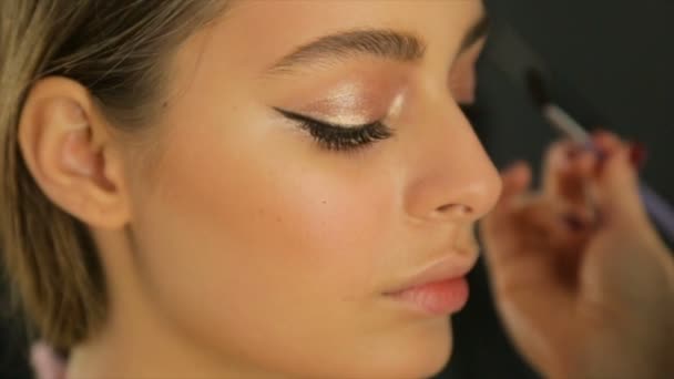 Primer Plano Maquillaje Los Ojos Full Video — Vídeos de Stock