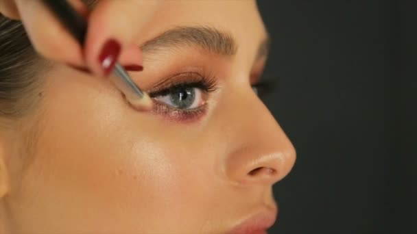 Κοντινό Πλάνο Του Ματιού Makeup Full Βίντεο — Αρχείο Βίντεο
