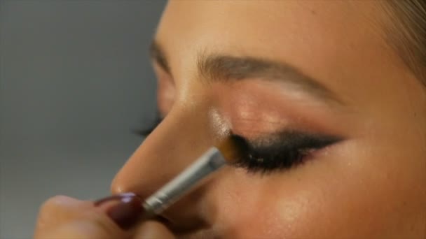 Close Olho Makeup Full Vídeo — Vídeo de Stock