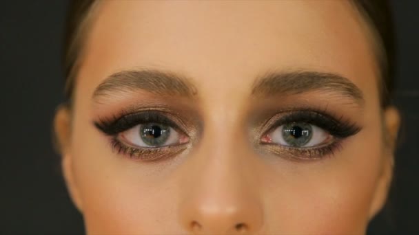 Eyes Young Woman Makeup — Stock Video