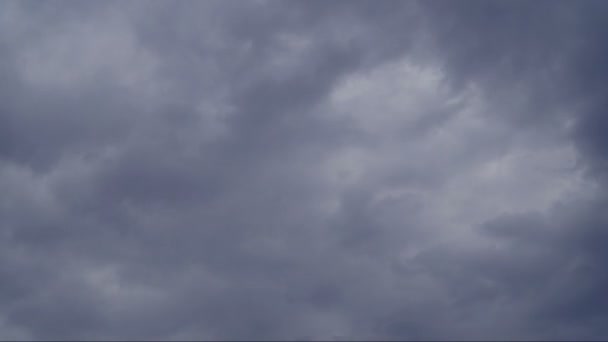 Belle nuvole bianche svettano sullo schermo in time lapse fashion su uno sfondo blu intenso . — Video Stock