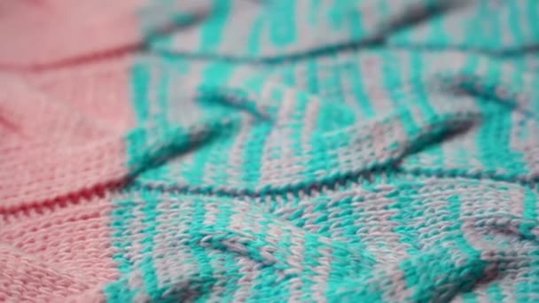 Warm knitted sweater with a pattern — Stock Video