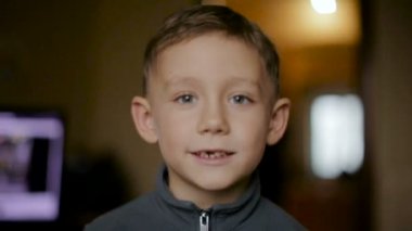 Boy smiling without teeth.Full hd video