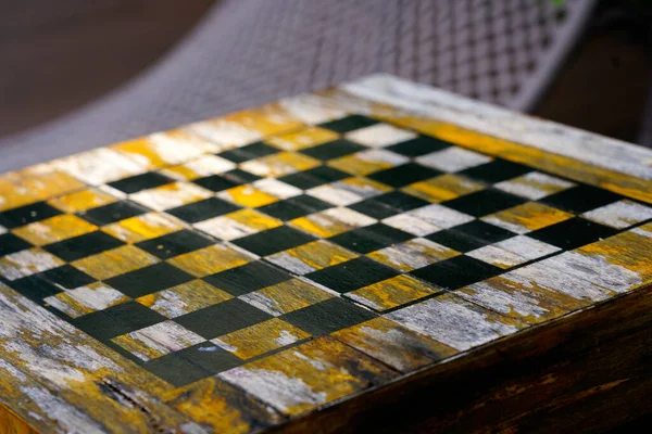 Vintage wood chess board background — Stock Photo, Image