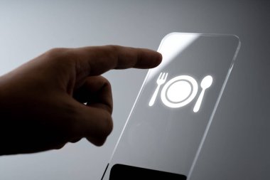 Çevrimiçi Seyahat & restoran simgesi uygulaması akıllı telefonda