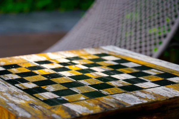 Vintage wood chess board background — Stock Photo, Image