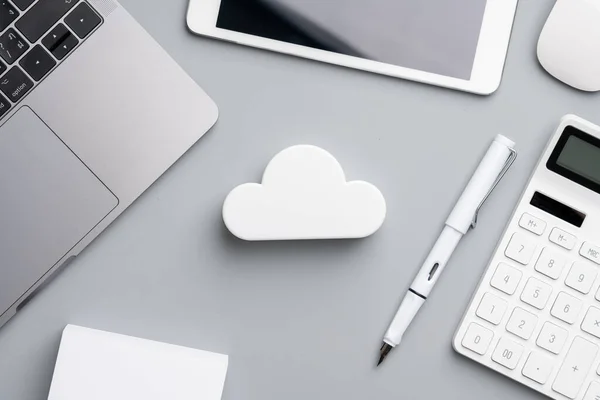 Cloud technology icon for global business concept on a desk from