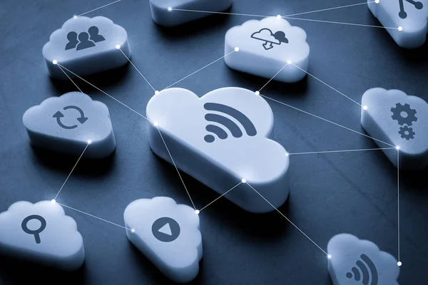 Cloud-Technologie-Ikone für Online-Shopping globales Geschäftskonzept — Stockfoto