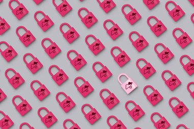 Çevrimiçi alışveriş dünyası iş konseptinin kilit noktasında yaratıcı Bulut teknolojisi simgesi