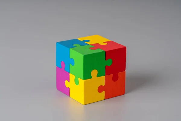Business Stratégie Sur Puzzle Cube Coloré — Photo