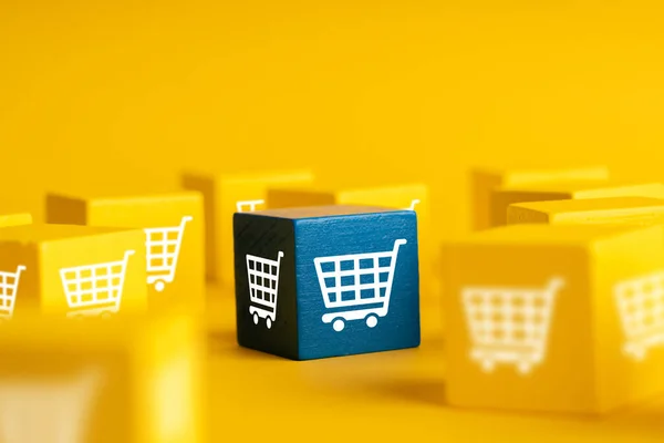 Online Winkelen Pictogram Kleurrijke Puzzel Kubus — Stockfoto