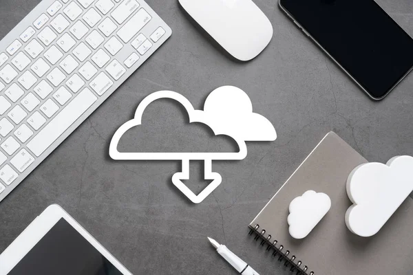 Cloud Technologie Ikone Für Globales Geschäftskonzept Von Oben Auf Dem — Stockfoto