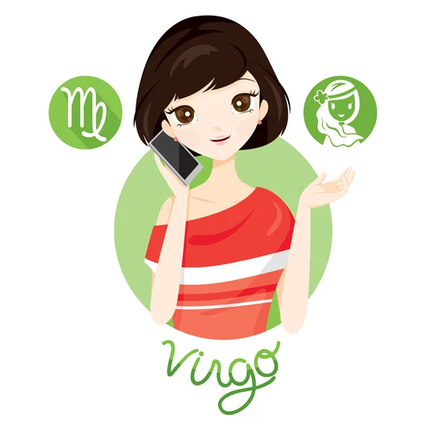 Mujer con signo de zodíaco de Virgo — Vector de stock