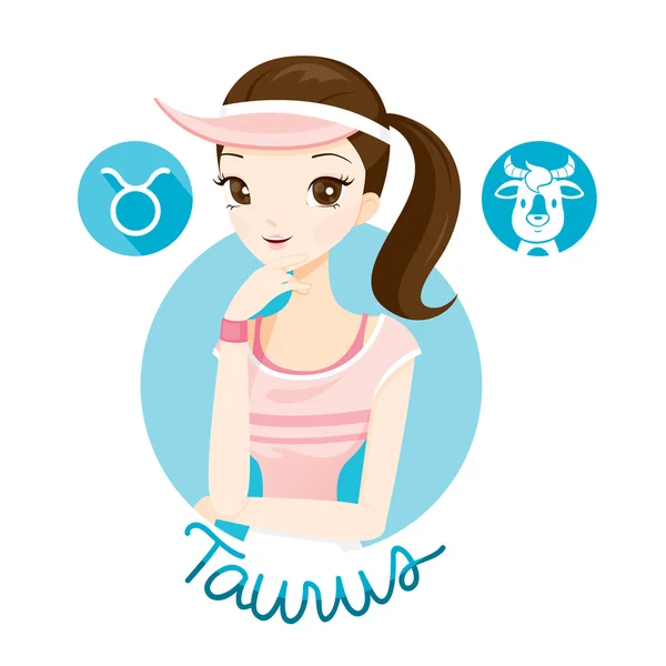 Vrouw met Taurus Zodiac Sign — Stockvector