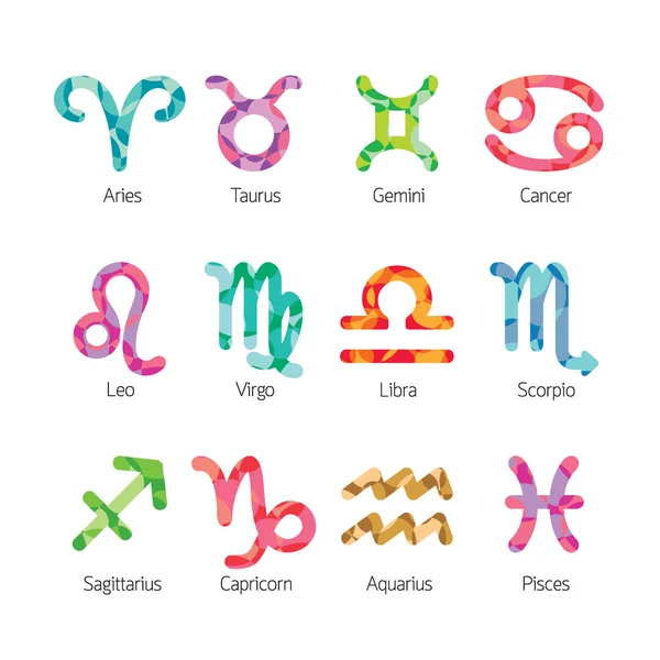 Conjunto de ícones signos do zodíaco — Vetor de Stock