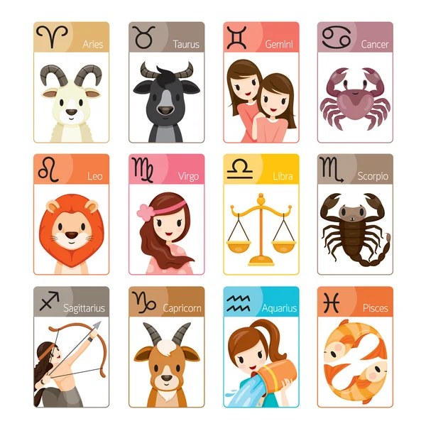 Conjunto de iconos de signos del zodíaco — Vector de stock