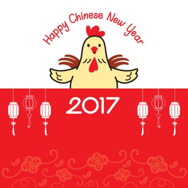 Çin yeni yılı çerçeve horoz karikatür ile