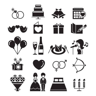 Düğün simgeler kümesi, tek renkli