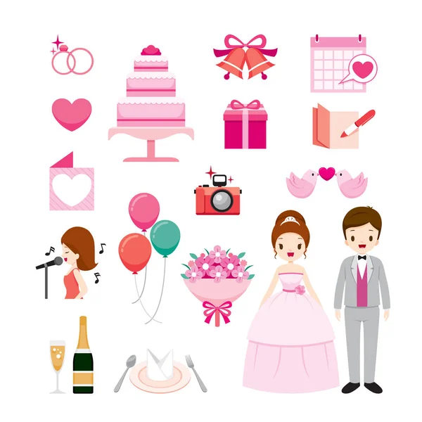 Bruiloft icons set — Stockvector