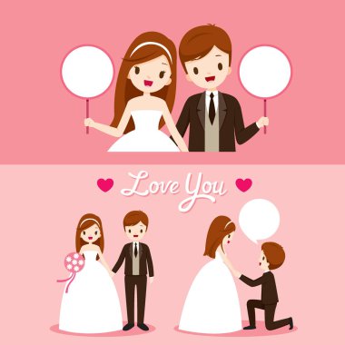 Gelin ve Damat Düğün giyim küme çeşitli eylemlerle