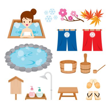 Kaplıca nesneleri Icons Set