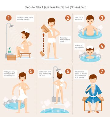 Japon sıcak bahar banyo yapmak adım
