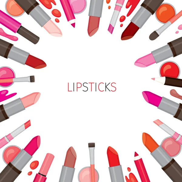 Kleurrijke lippenstiften grens — Stockvector