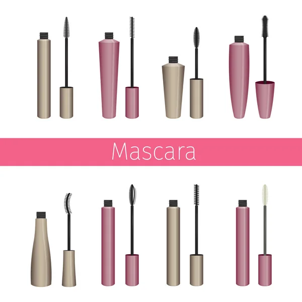 Set van verschillende stijl Mascara — Stockvector